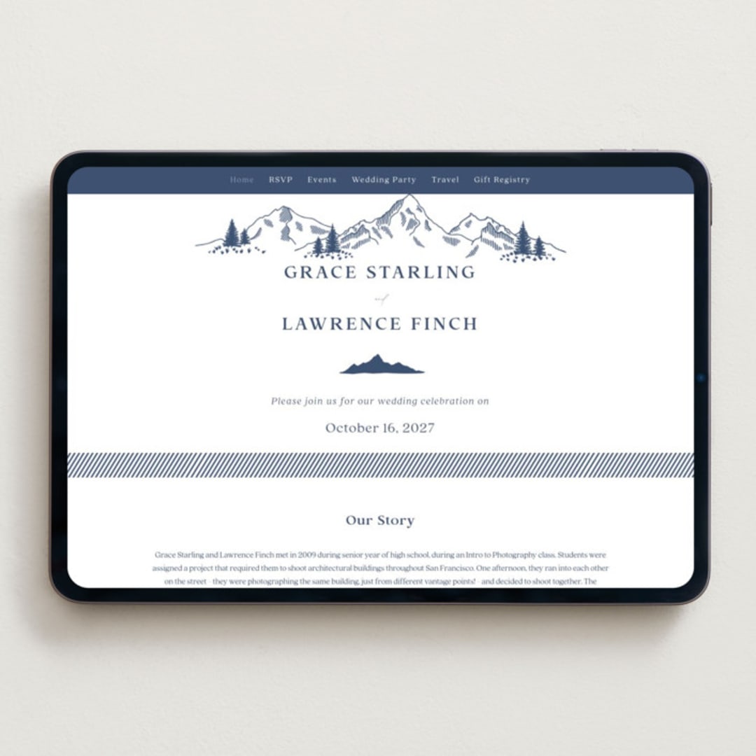 "Arête" - Wedding Website in Aegean by Olivia Raufman - Desktop Design