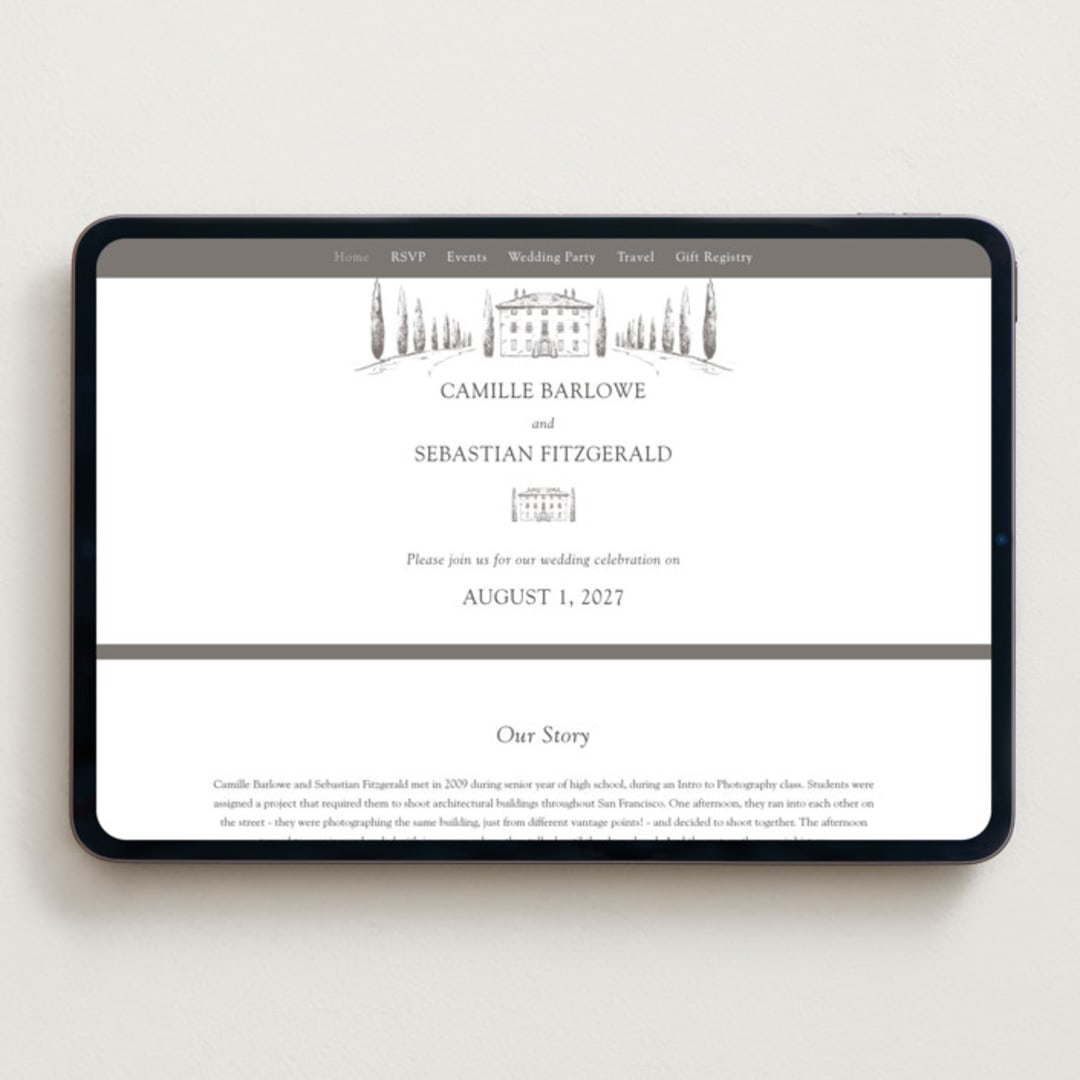 "Italian Countryside" - Wedding Website in Graphite by Melinda Denison - Desktop Design