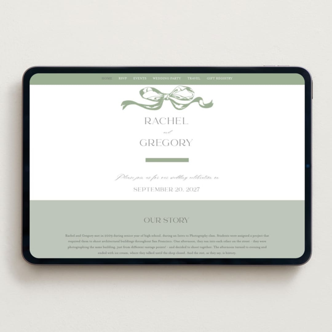 "Big Bow" - Wedding Website in Mint by Teju Reval - Desktop Design