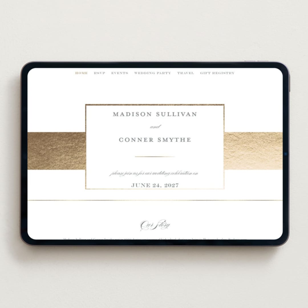 "Refined style" - Wedding Website in Slate by Stacey Meacham - Desktop Design