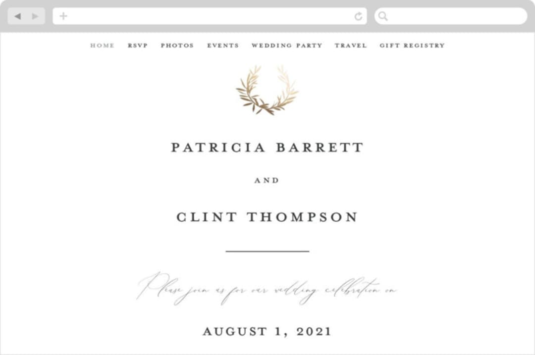 "laurel monogram" - Wedding Website in Cotton by Stacey Meacham - Desktop Design
