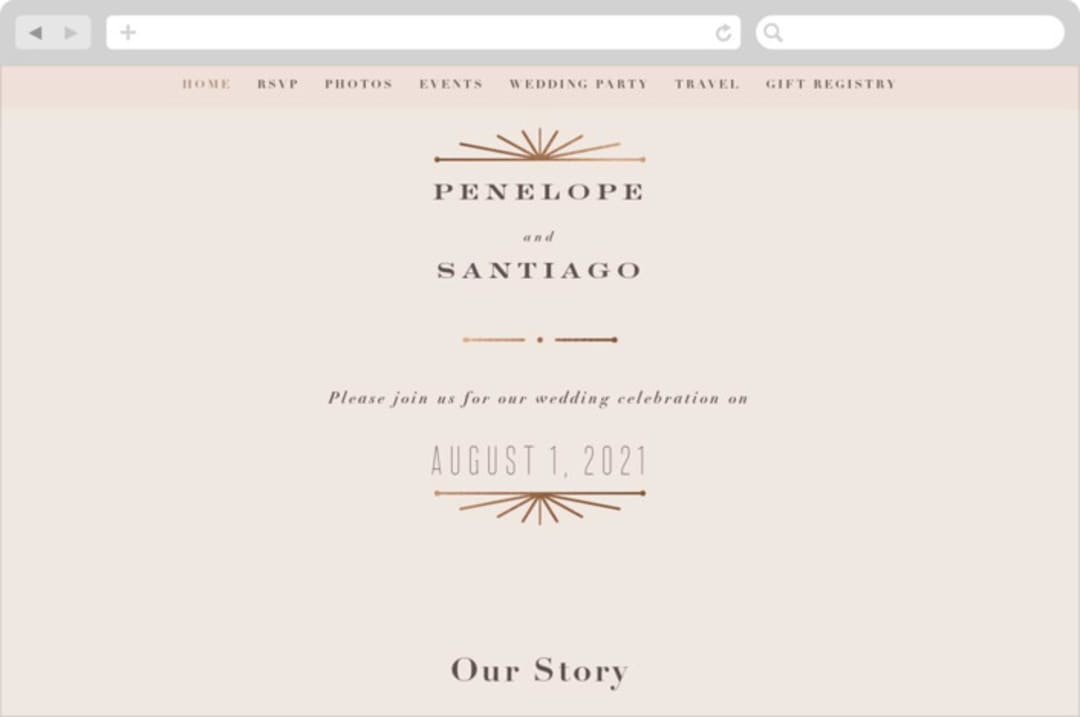 "Art Deco Border" - Wedding Website in Blush by Hooray Creative - Desktop Design