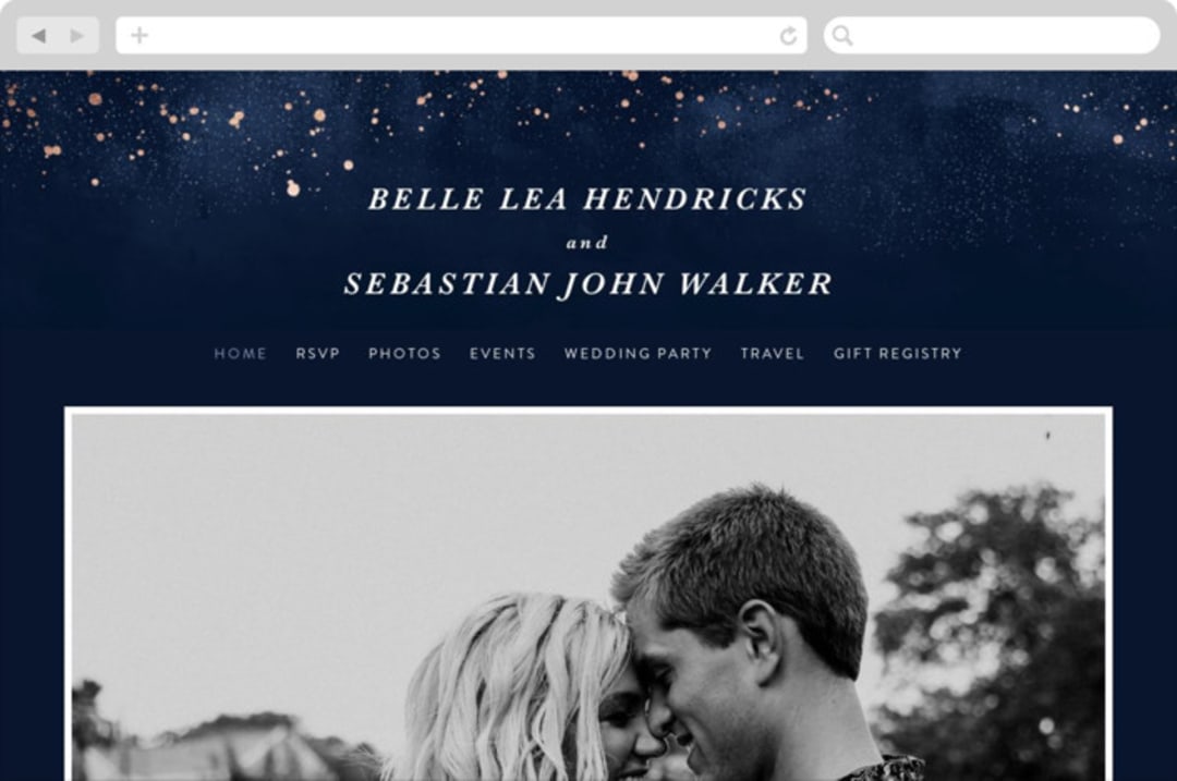 "Cosmos" - Wedding Website in Midnight by Hooray Creative - Desktop Design