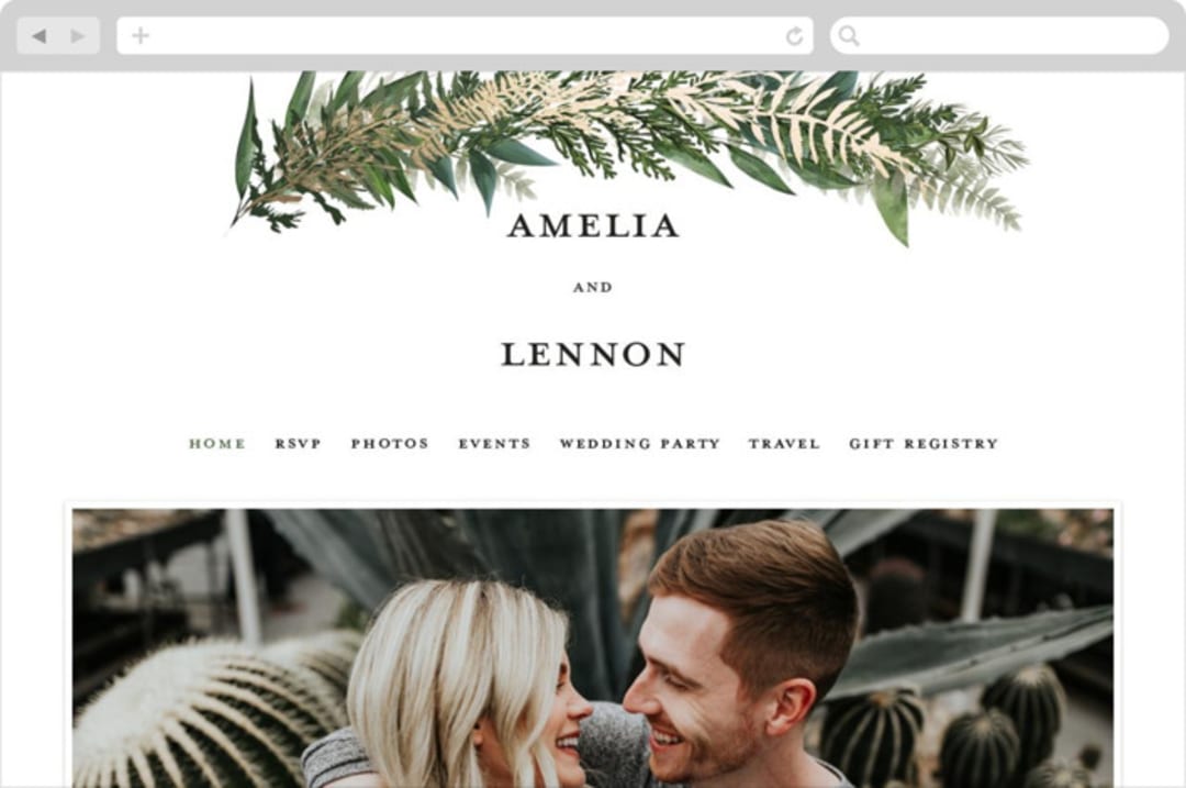 "Fresh Vines" - Wedding Website in Fern by Susan Moyal - Desktop Design