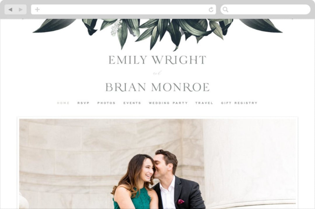 "Vintage Botanicals" - Wedding Website in Sage by GeekInk Design - Desktop Design