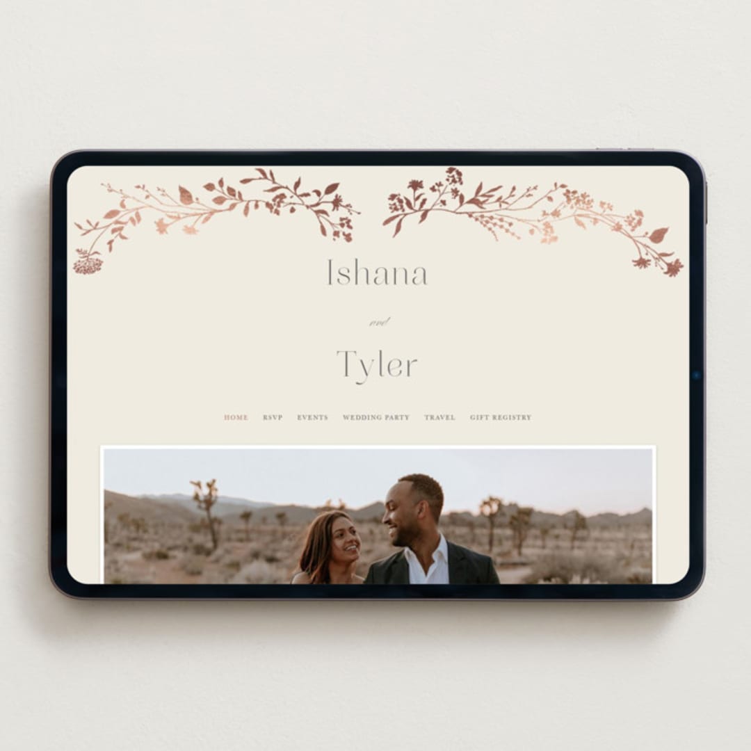 "Queen Anne's Lace" - Wedding Website in Creme Brulee by Jennifer Wick - Desktop Design