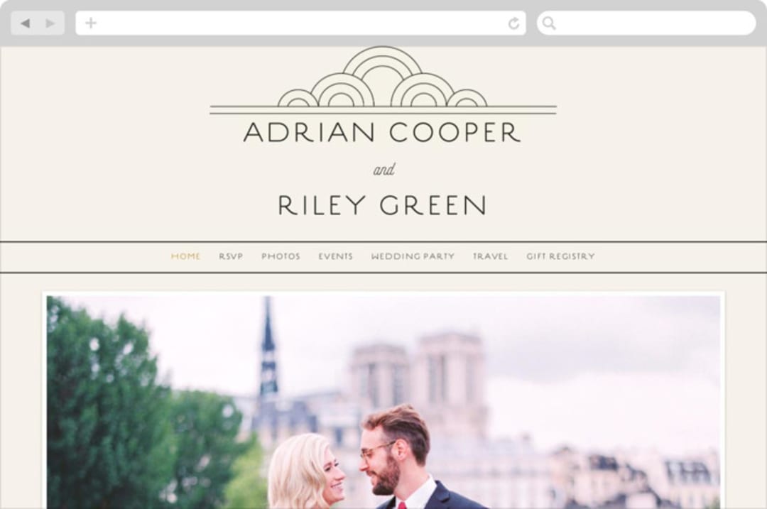 "Deco Nouveau" - Wedding Website in Cream by GeekInk Design - Desktop Design