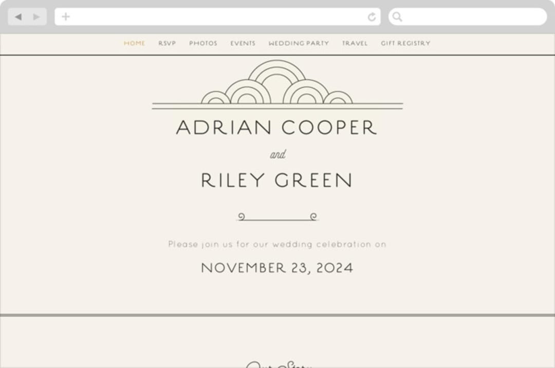 "Deco Nouveau" - Wedding Website in Cream by GeekInk Design - Desktop Design