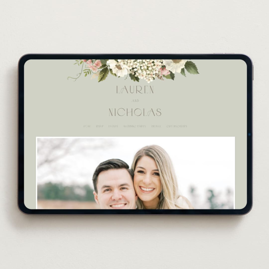 "Floral Tribute" - Wedding Website in Moss by Chris Griffith - Desktop Design