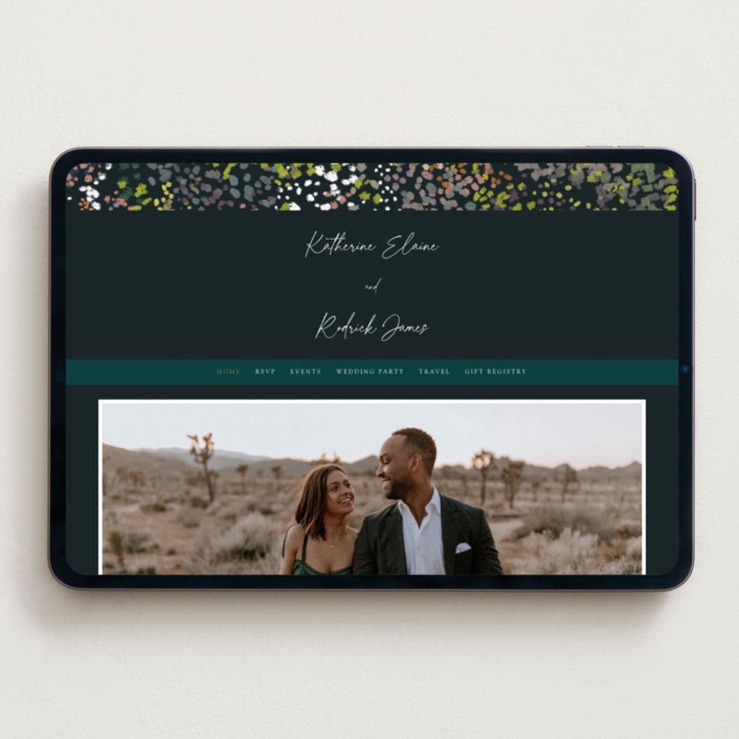 "By the Creek" - Wedding Website in Emerald by Becky Nimoy - Desktop Design