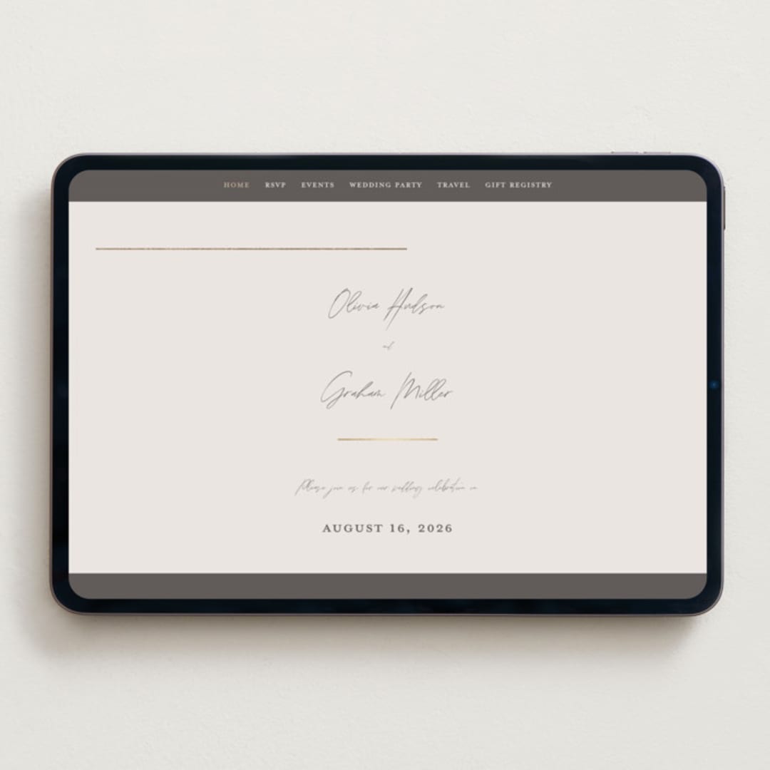 "Simple Lines" - Wedding Website in Linen by Michelle Taylor - Desktop Design