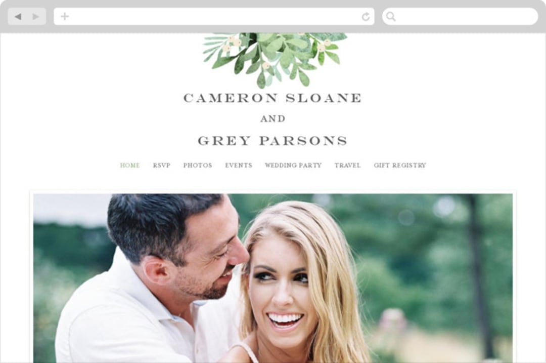 "Leafy ampersand" - Wedding Website in Mint Leaf by Jennifer Wick - Desktop Design
