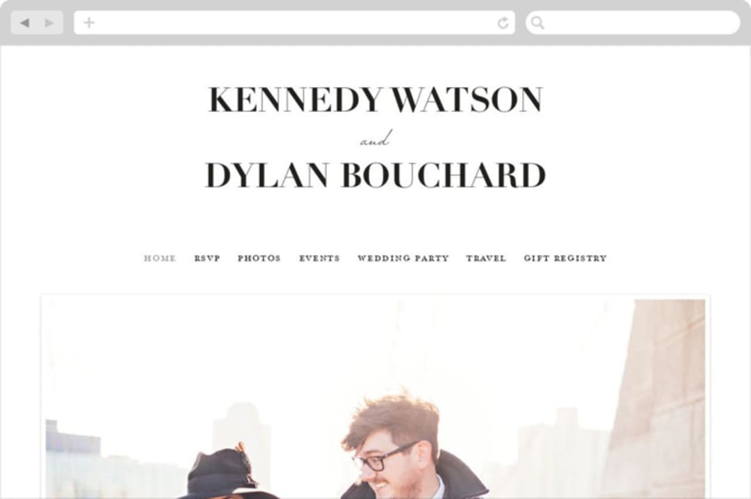 "The Minimalist" - Wedding Website in Pearl by Kelly Schmidt - Desktop Design