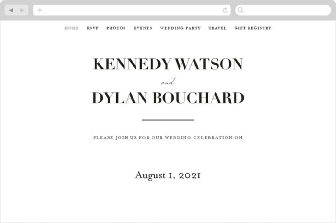 "The Minimalist" - Wedding Website in Pearl by Kelly Schmidt - Desktop Design