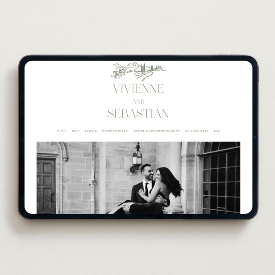 "Country Elegance" - Wedding Website in Sage Green by Lucrecia Caporale - Desktop Design