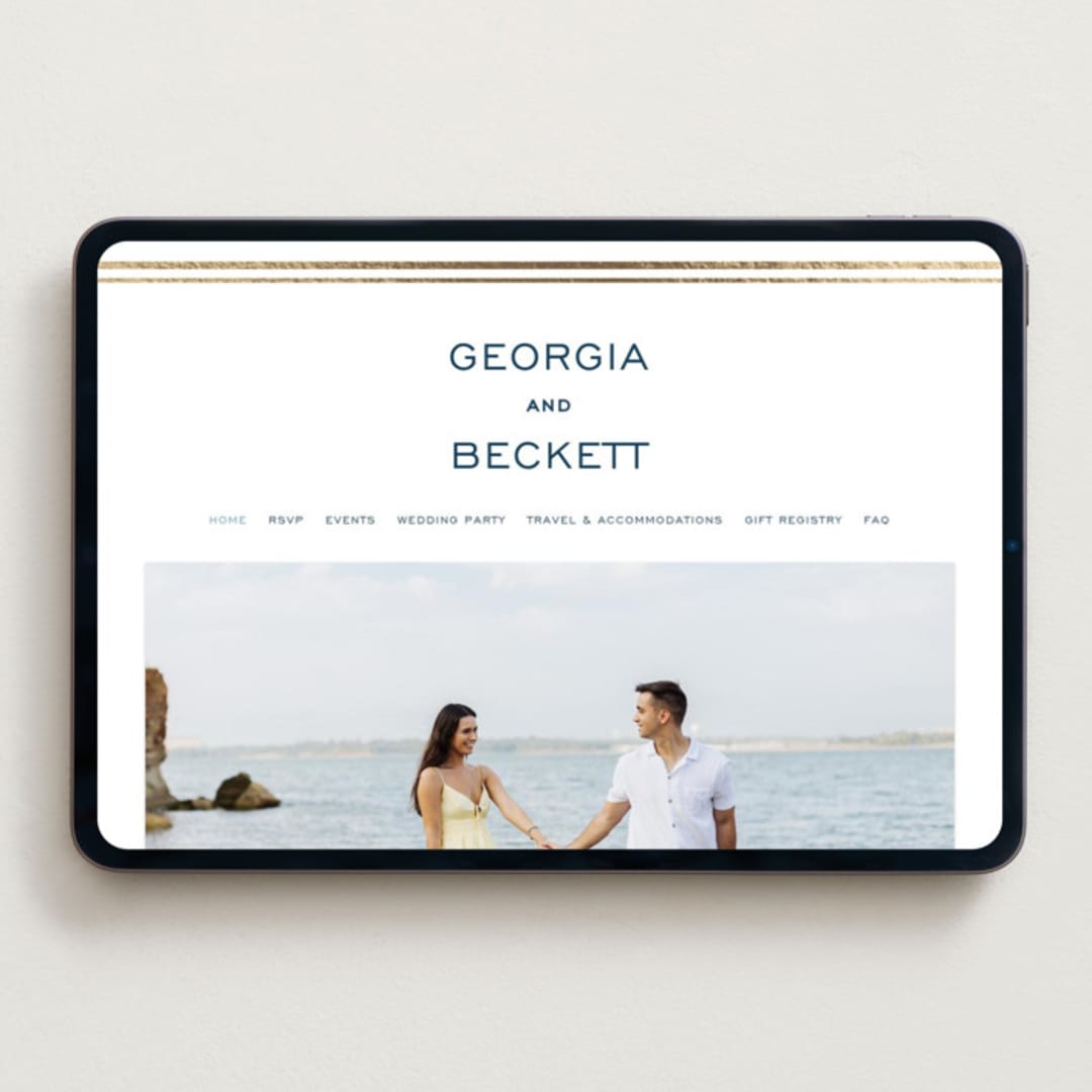 "Anchored" - Wedding Website in Royal Navy by Olivia Raufman - Desktop Design