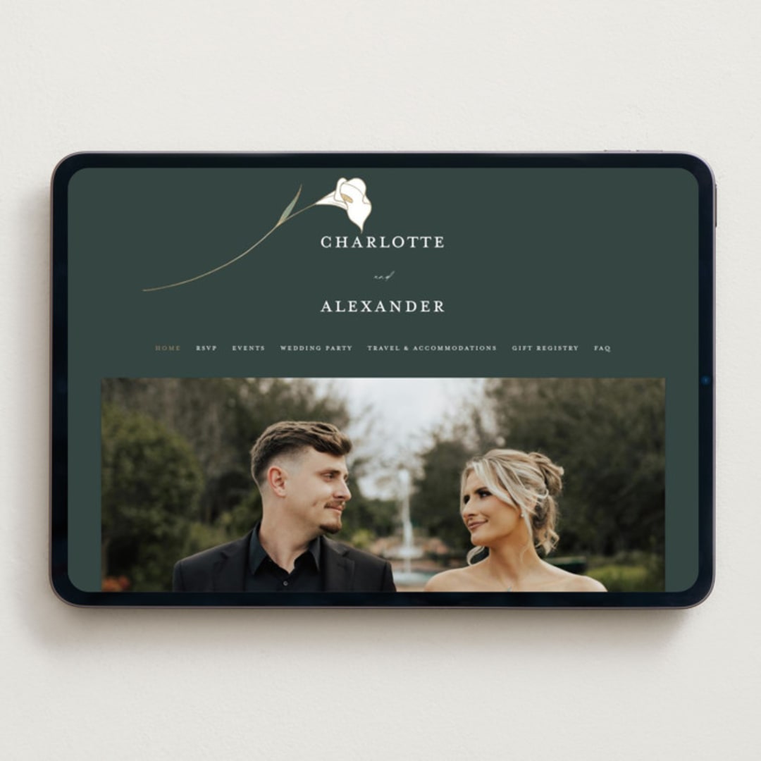 "Elegant Lillies" - Wedding Website in Forest by Stacey Meacham - Desktop Design