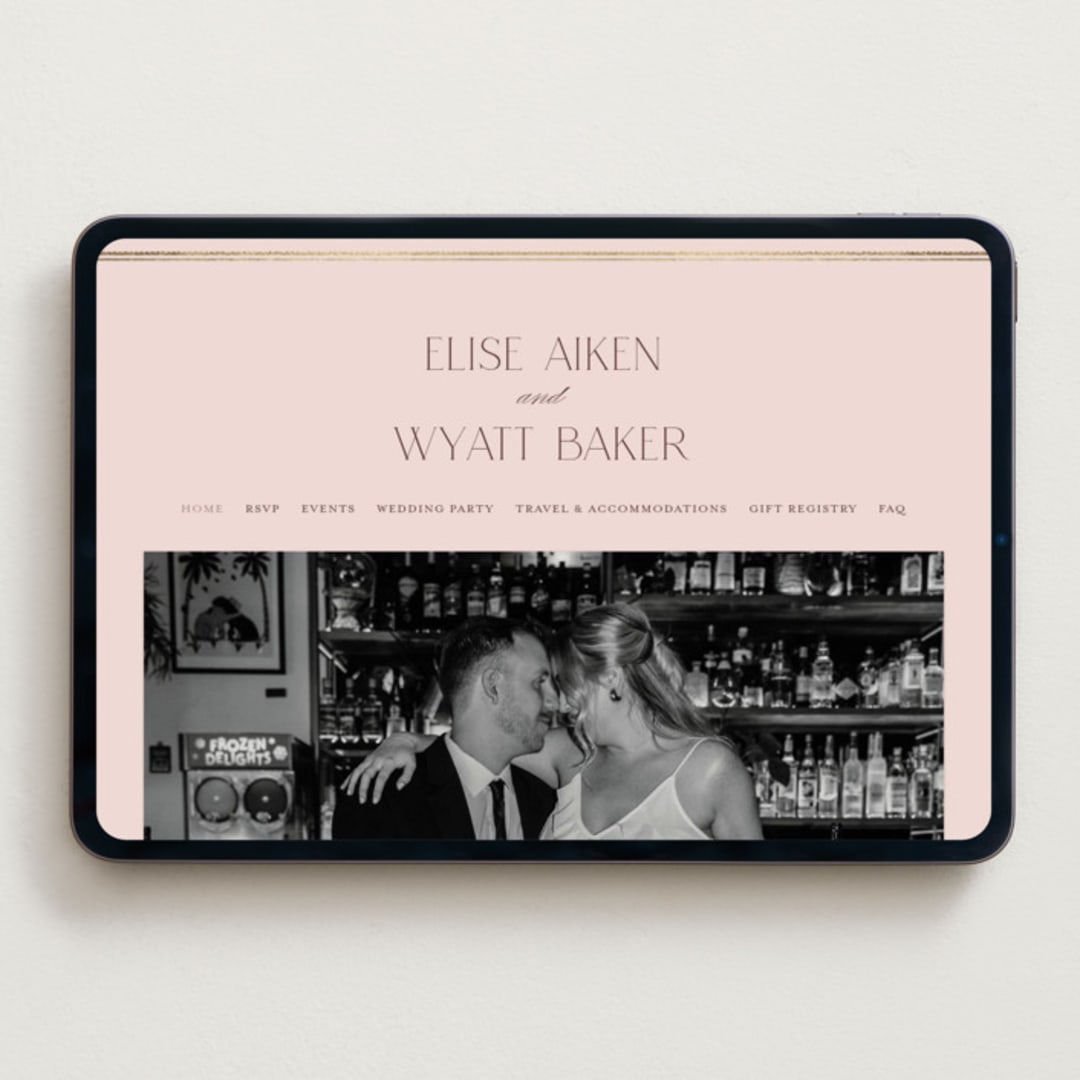 "Scallop Monogram" - Wedding Website in Rose Quartz by Emily Betts - Desktop Design
