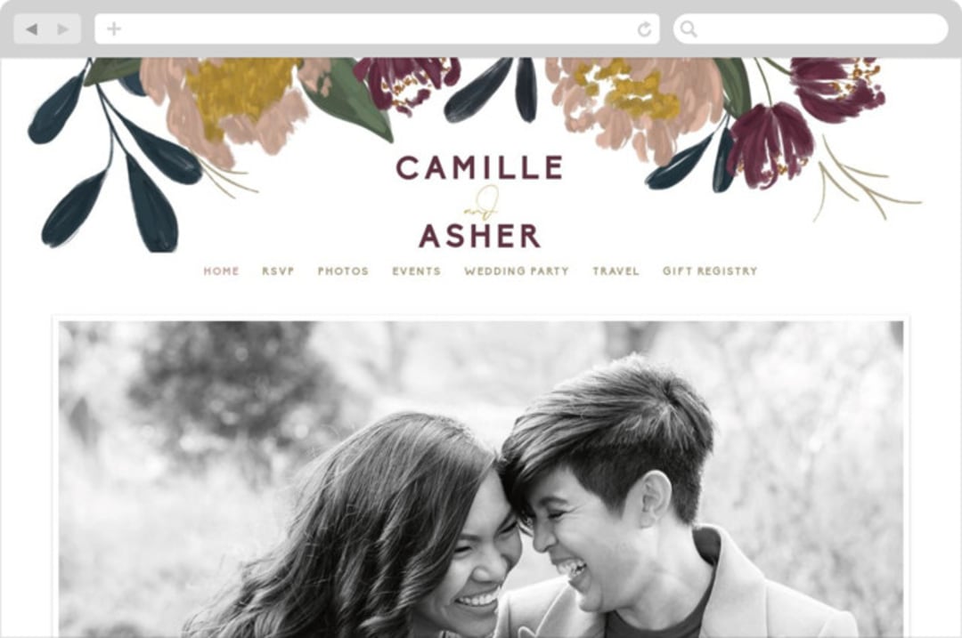 "Wild Peonies" - Wedding Website in Blush by Cindy Reynolds - Desktop Design