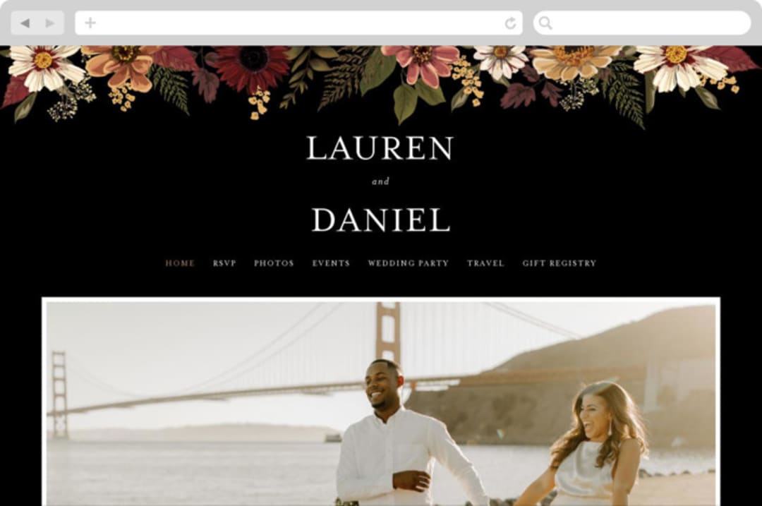 "Falling In Love" - Wedding Website in Harvest by Susan Moyal - Desktop Design