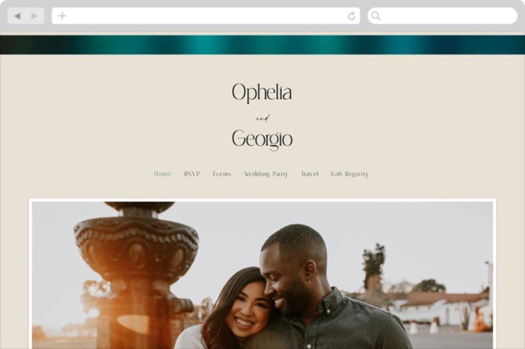 "Spectrum" - Wedding Website in Teal by Heather Schertzer - Desktop Design