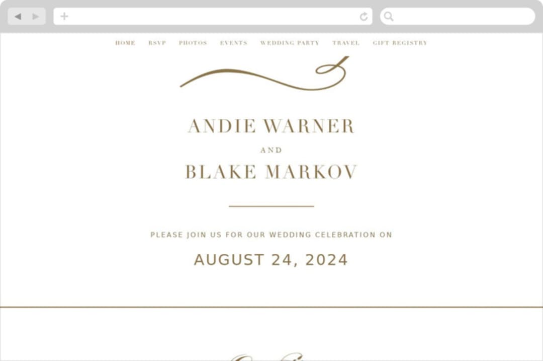 "divine" - Wedding Website in Gilded Gold by Jennifer Postorino - Desktop Design
