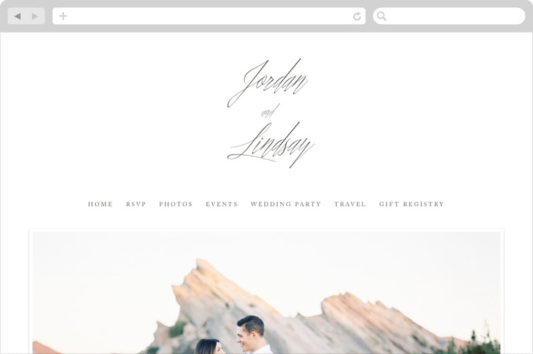 "Stacked date" - Wedding Website in Cotton by Amy Kross - Desktop Design