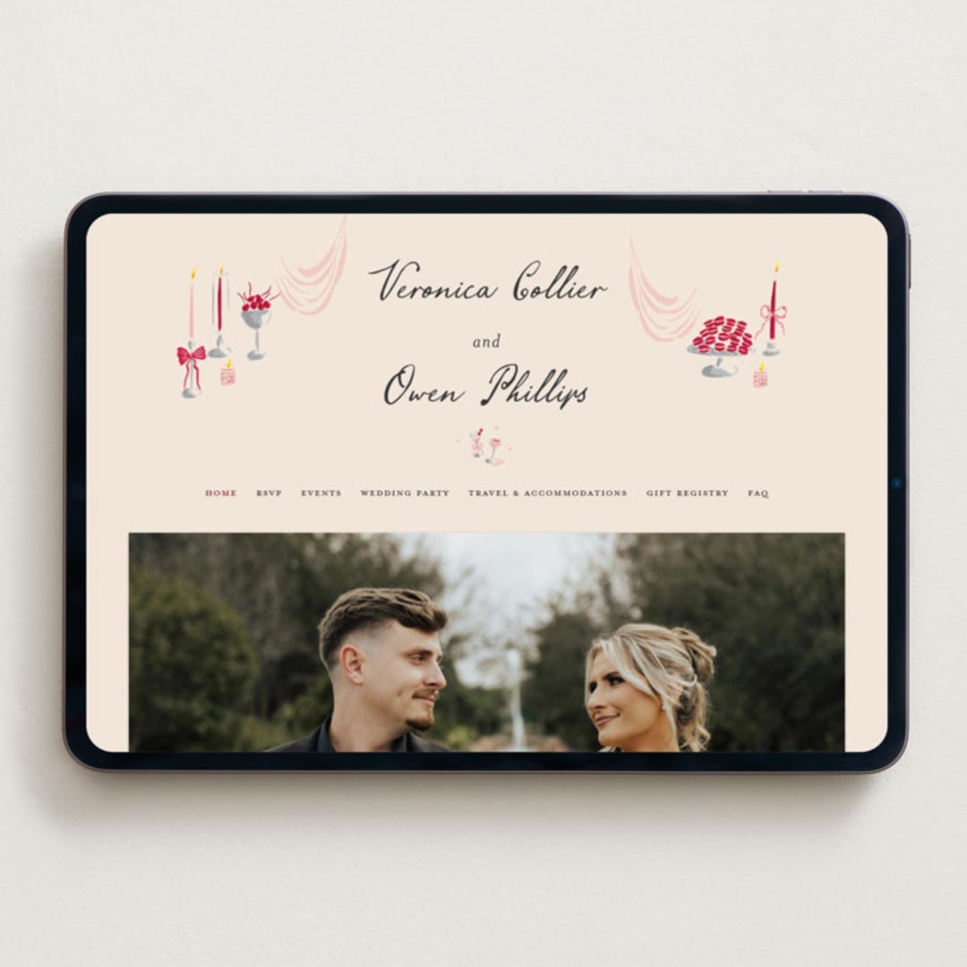 "Velvet Cherry" - Wedding Website in Cherry by Sarah Rosenthal - Desktop Design
