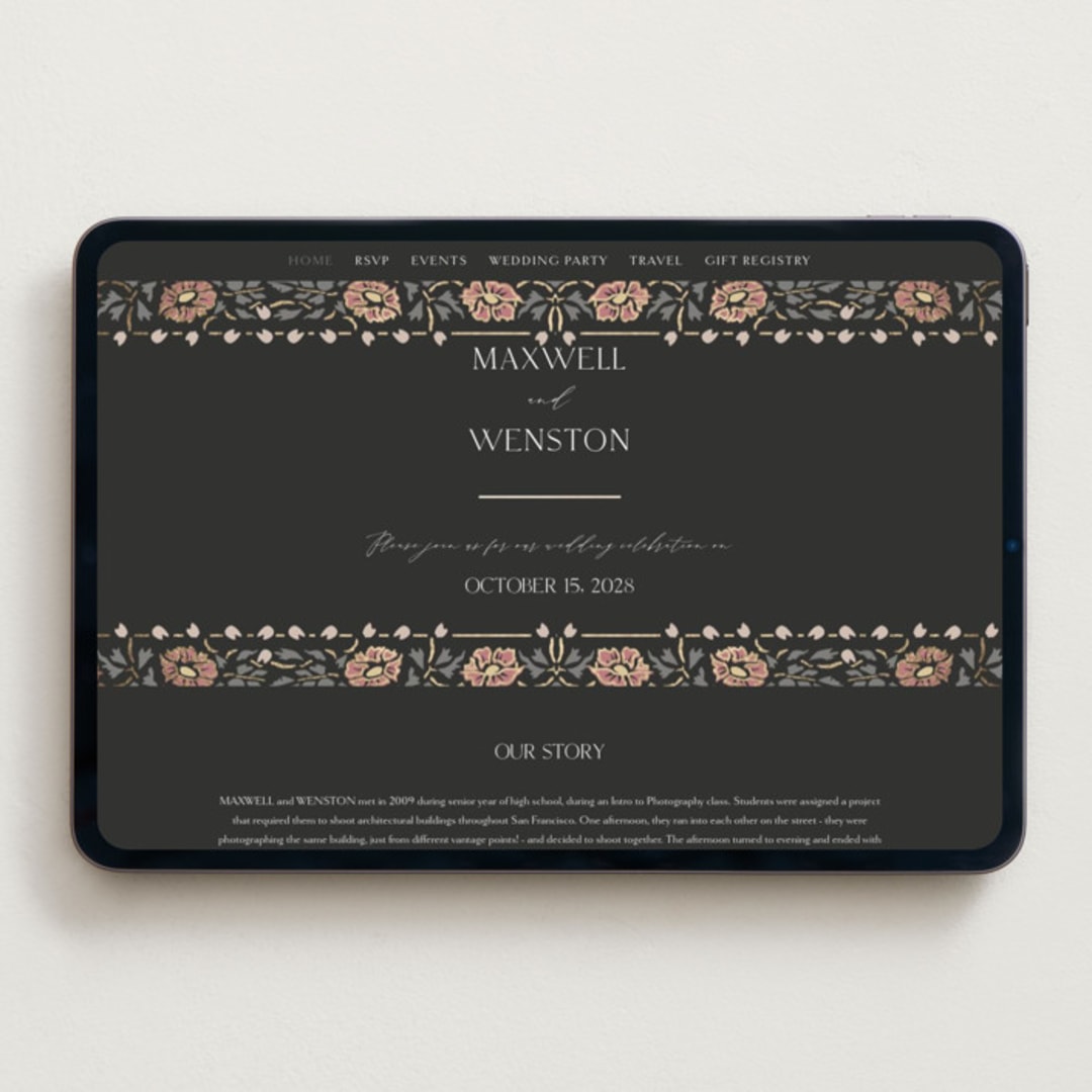 "Timeless Nature" - Wedding Website in Ebony by Ana de Sousa - Desktop Design