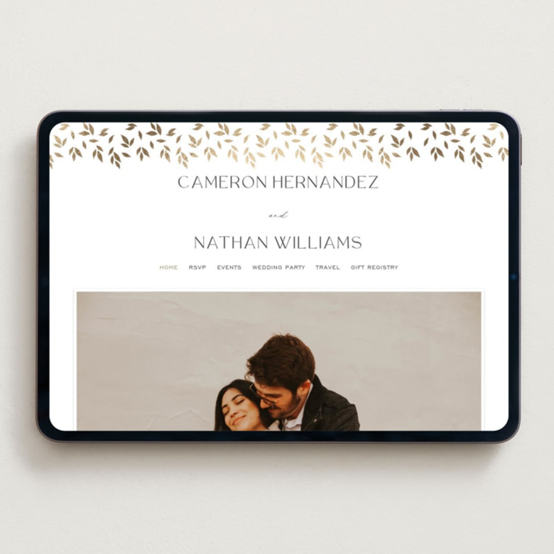 "Courtyard" - Wedding Website in Lily by Owl and Toad - Desktop Design