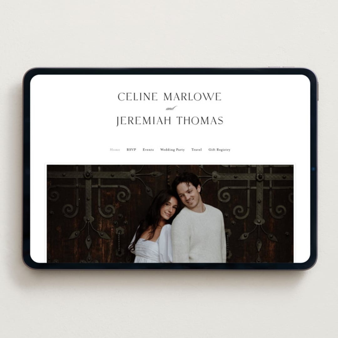 "Left Align" - Wedding Website in Silk by Kelly Schmidt - Desktop Design