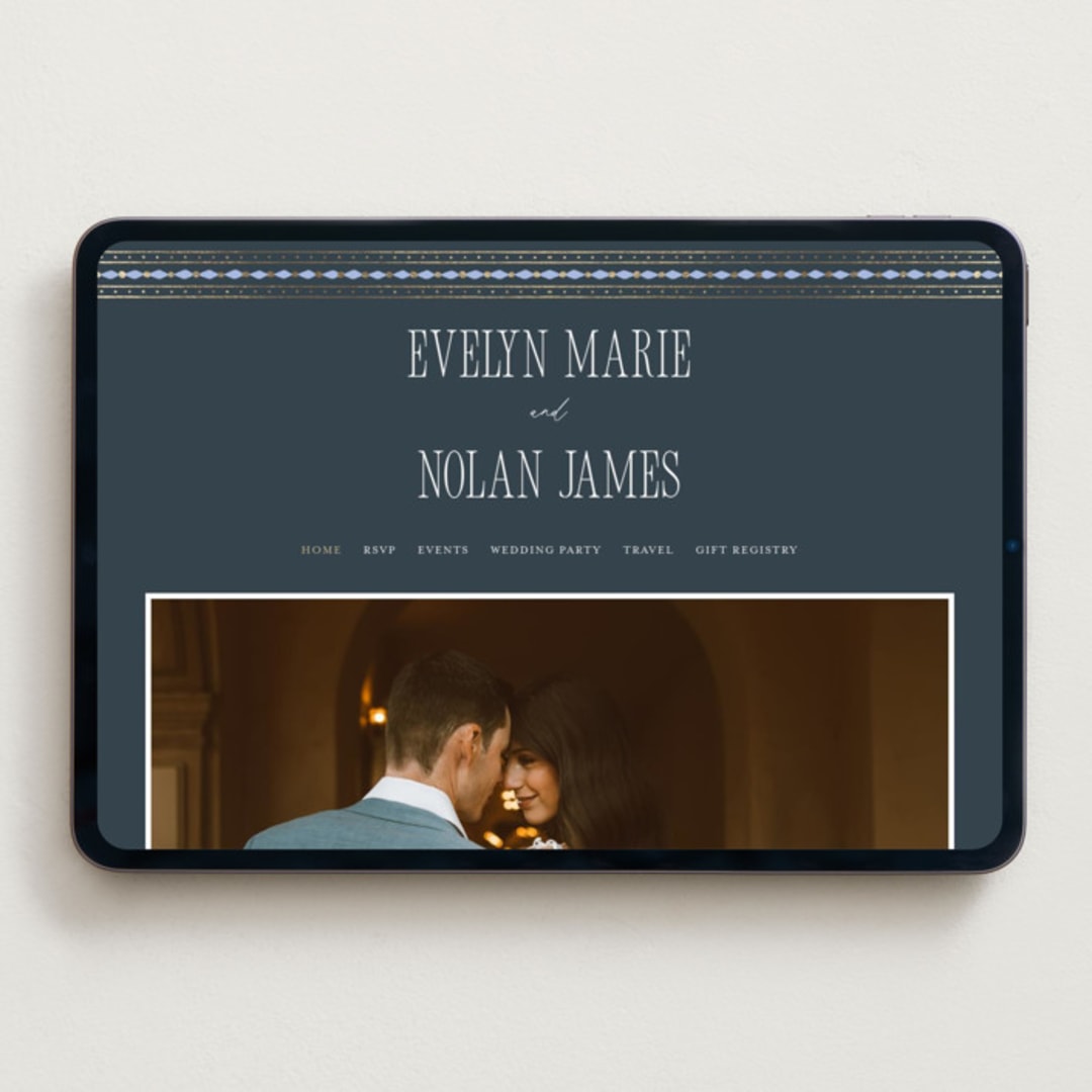 "Sadie" - Wedding Website in Periwinkle by Erin German - Desktop Design