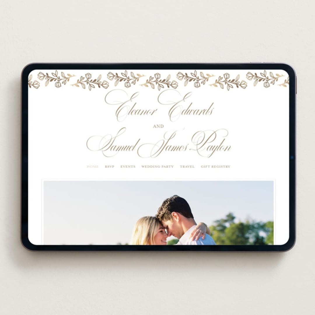 "Gold Crest" - Wedding Website in Ivory by Mansi Verma - Desktop Design