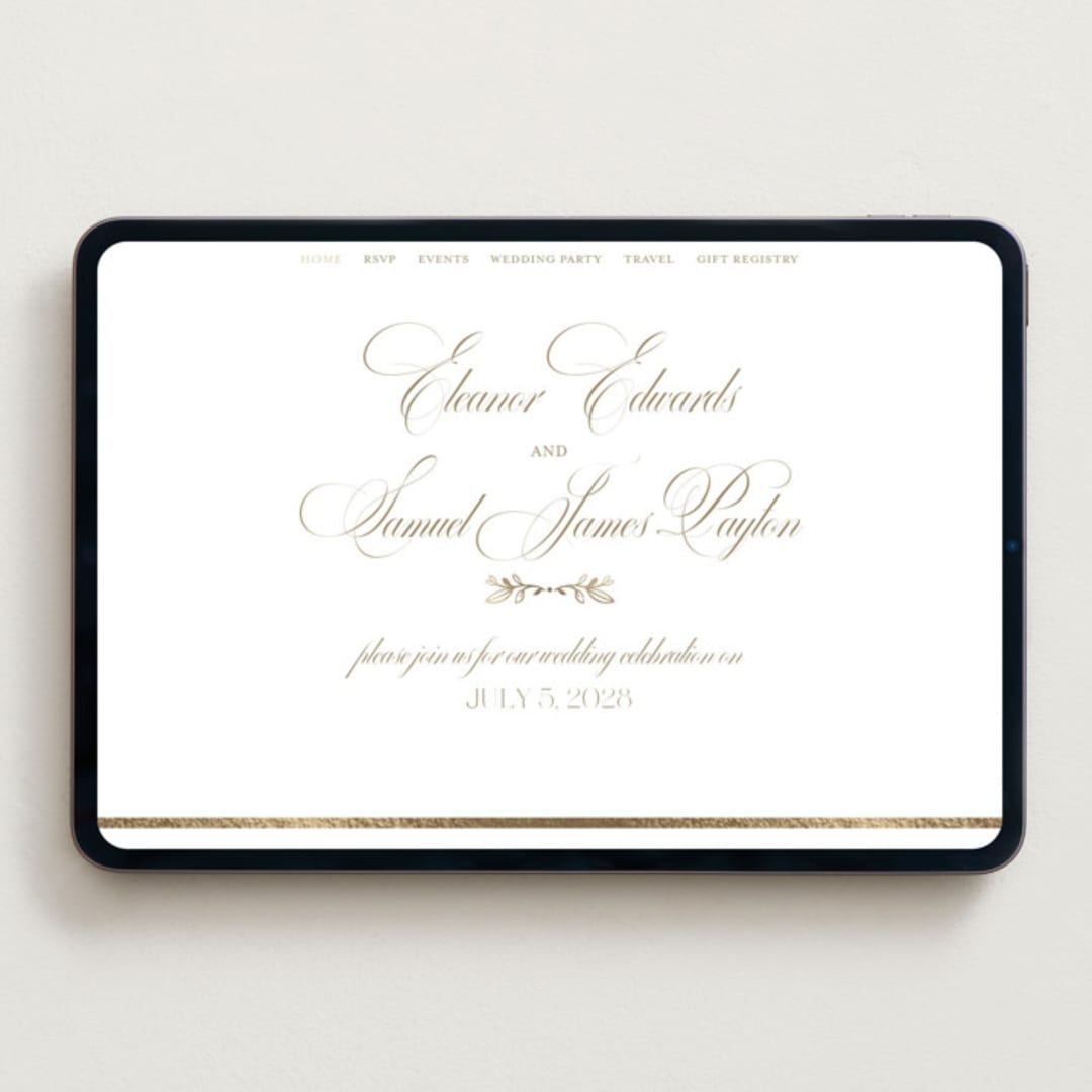 "Gold Crest" - Wedding Website in Ivory by Mansi Verma - Desktop Design