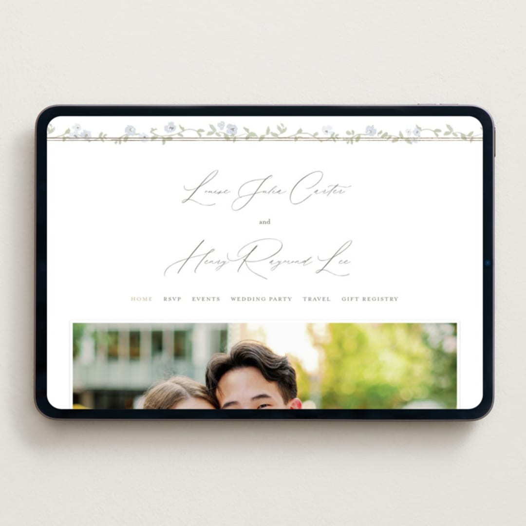 "Portico" - Wedding Website in Blue Bell by Everett Paper Goods - Desktop Design