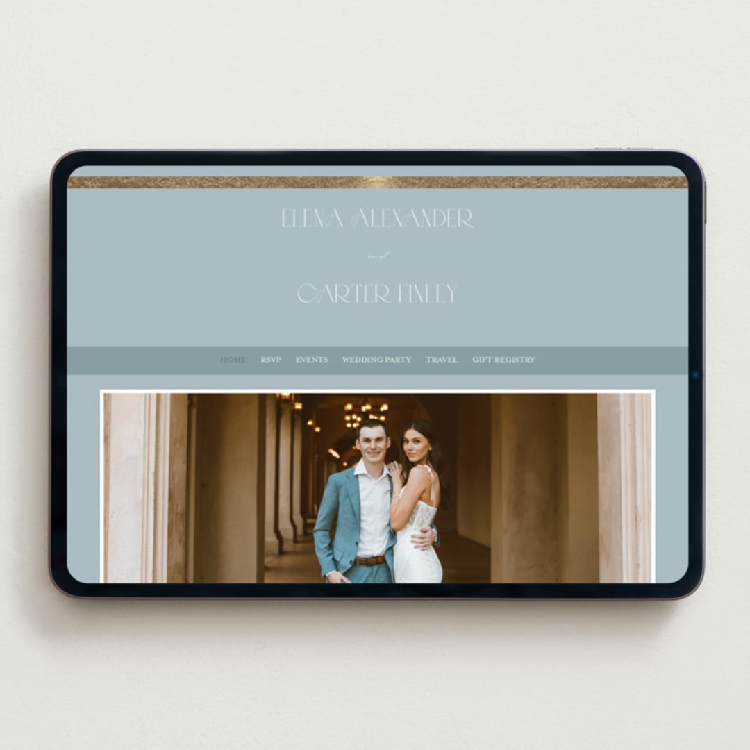 "Gilded Edge" - Wedding Website in Provincial by Angela Thompson - Desktop Design