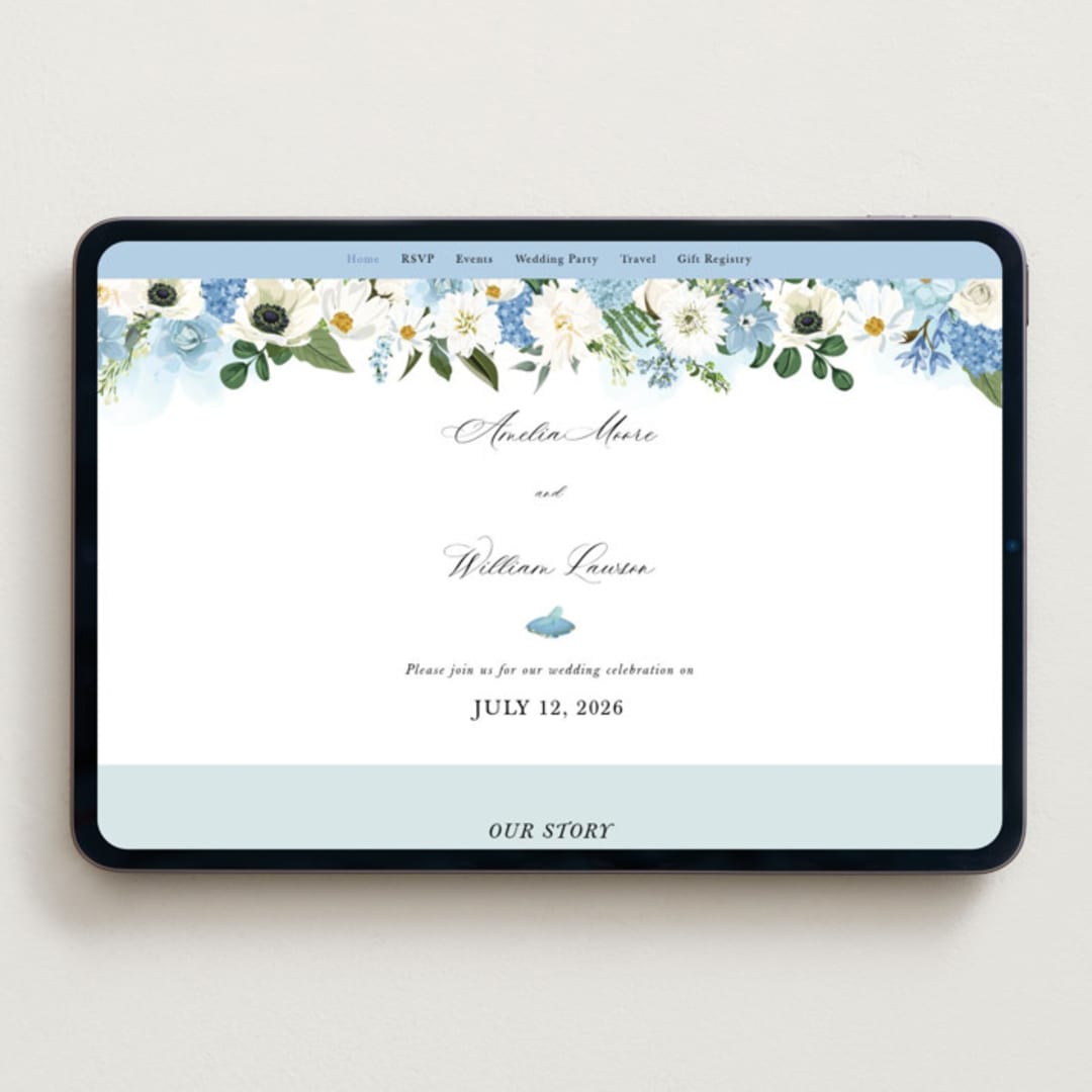 "Disney's Cinderella Fairytale" - Wedding Website in Bluebell by Susan Moyal - Desktop Design