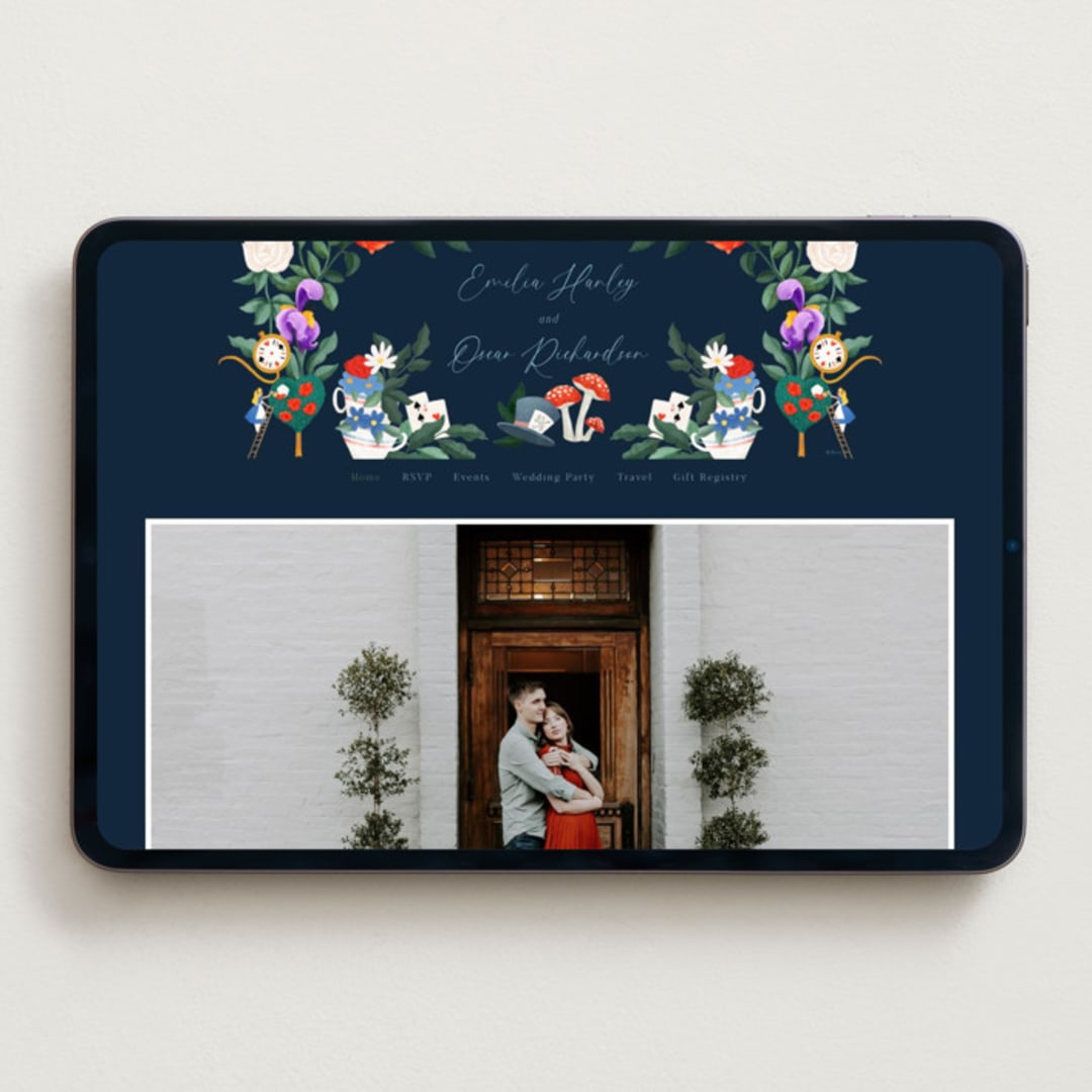 "Disney's Alice In Wonderland Garden Tea Party" - Wedding Website in Evening by Elly - Desktop Design