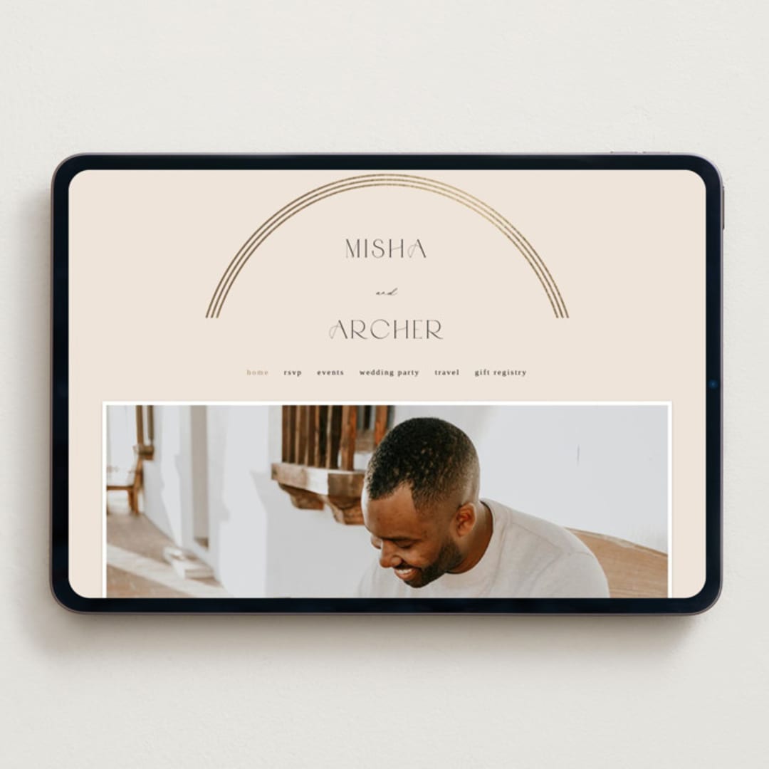 "Misha" - Wedding Website in Latte by Kristie Kern - Desktop Design
