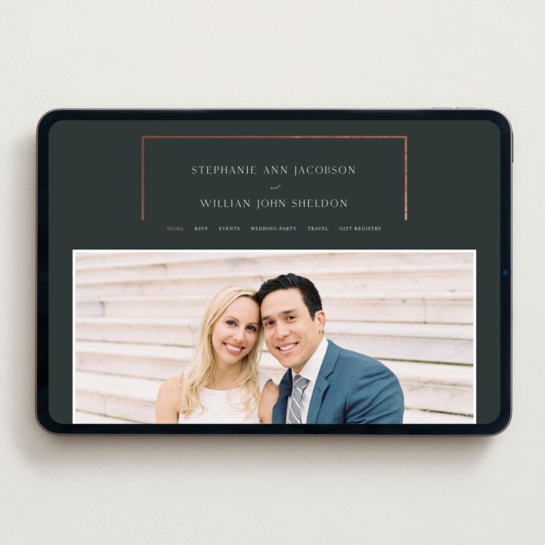"Elegant Station" - Wedding Website in Evergreen by Stacey Meacham - Desktop Design