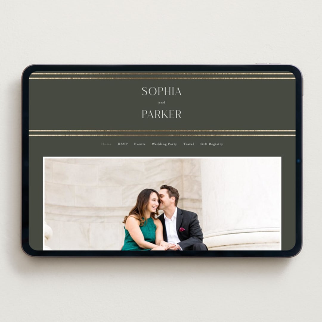 "Perfect Pair" - Wedding Website in Olive by Stacey Meacham - Desktop Design