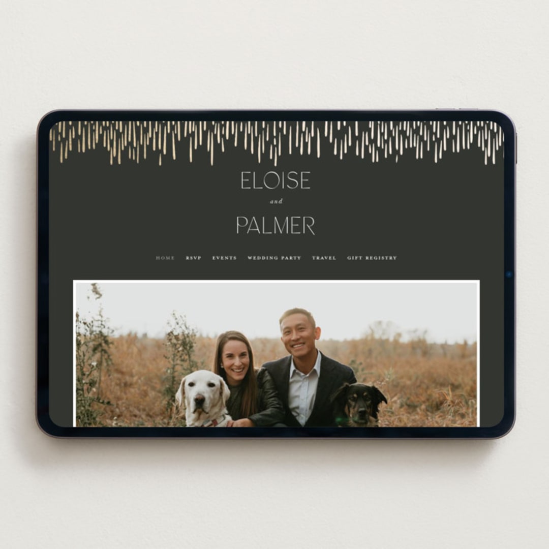 "Fringe" - Wedding Website in Midnight by Leah Bisch - Desktop Design