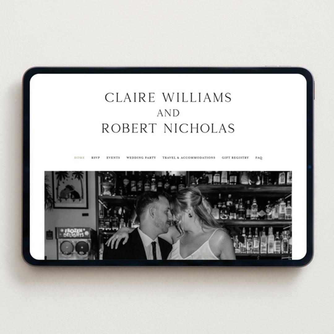 "Monogram Script" - Wedding Website in Silk by Kelly Schmidt - Desktop Design