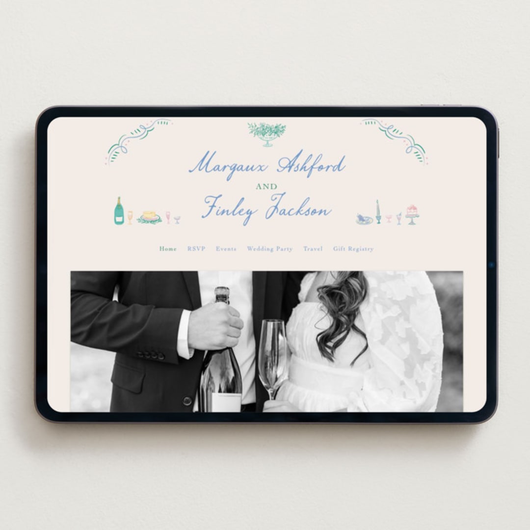 "Dining" - Wedding Website in Pastel by Elly - Desktop Design