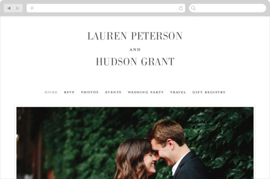 "Timeless" - Wedding Website in Soft Black by Jessica Williams - Desktop Design