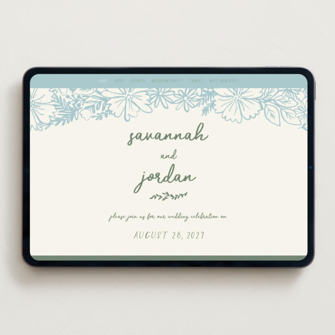 "Bloom" - Wedding Website in Waterfall by Kelly Watkins - Desktop Design