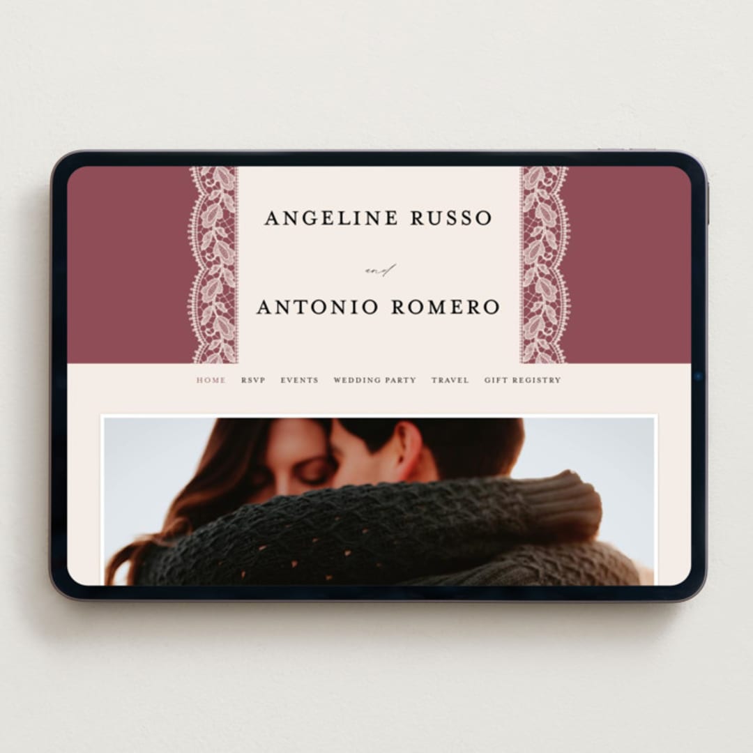 "Chantilly" - Wedding Website in Mauve by Erica Krystek - Desktop Design