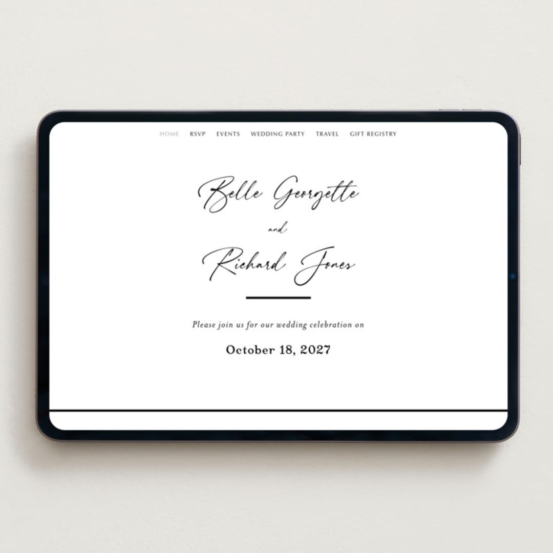 "Belle Romance" - Wedding Website in Onyx by Katherine Moynagh - Desktop Design