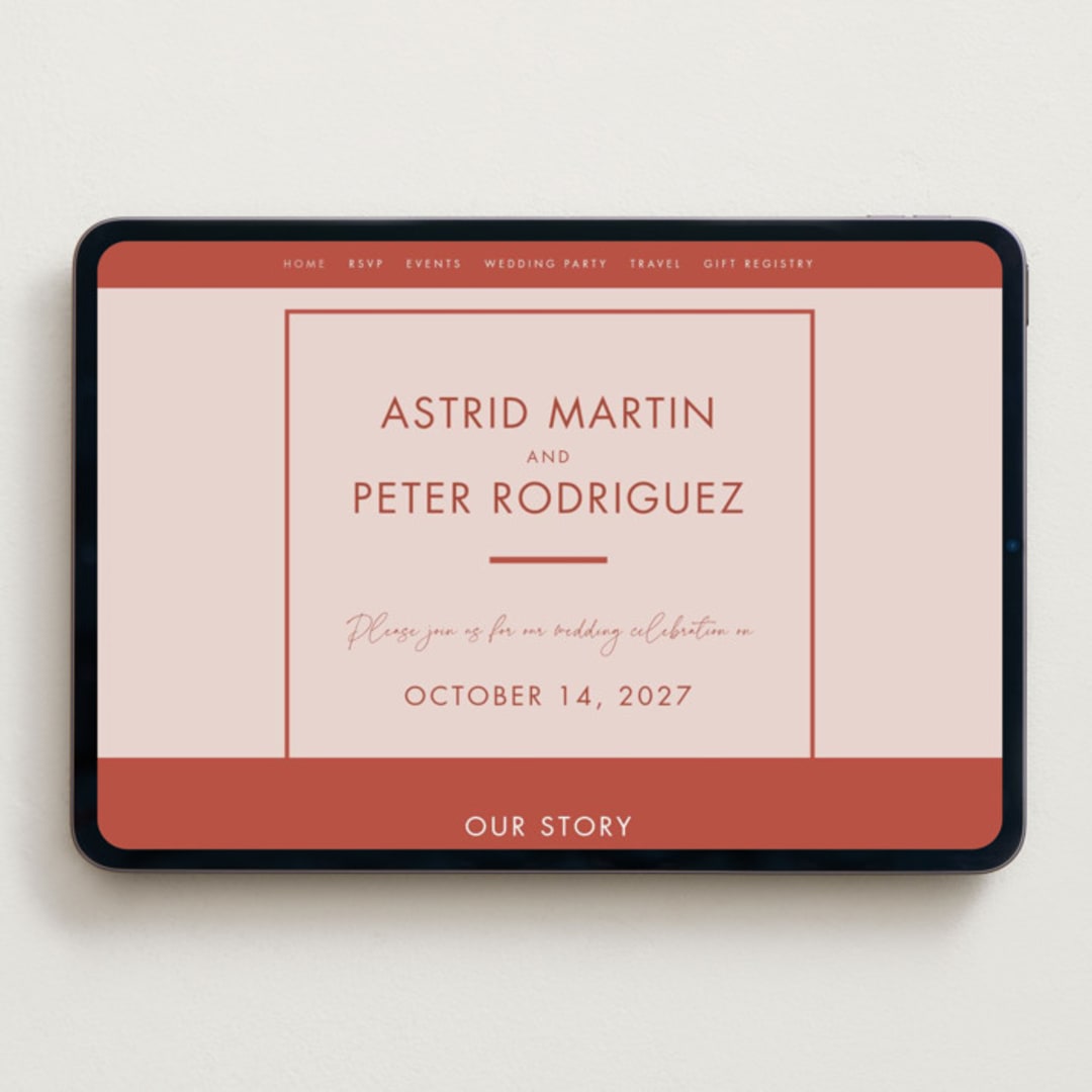 "Jot" - Wedding Website in Peach Cream by Snow and Ivy - Desktop Design