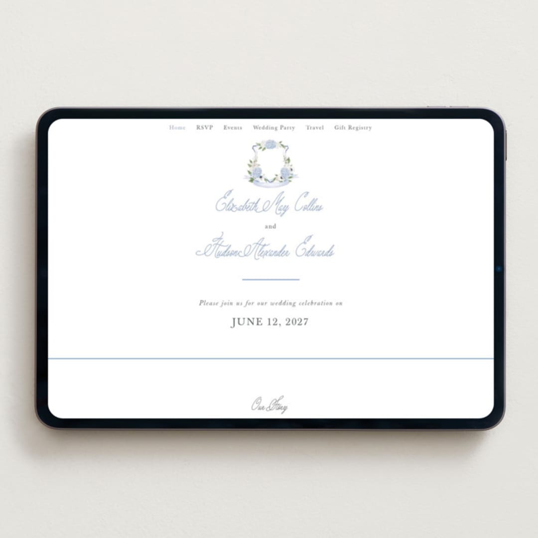 "Sweethearts" - Wedding Website in Periwinkle by Design Lotus - Desktop Design